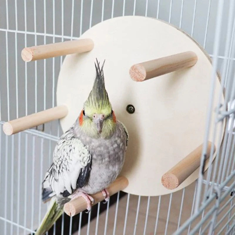 Natural Bird Perch Wheel Parakeet Toy