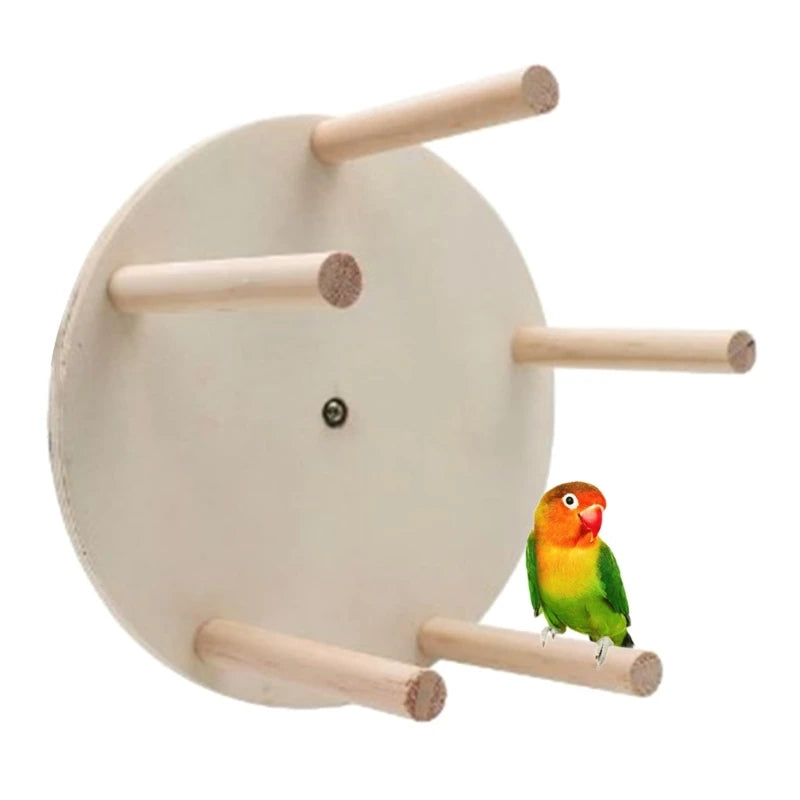 Natural Bird Perch Wheel Parakeet Toy