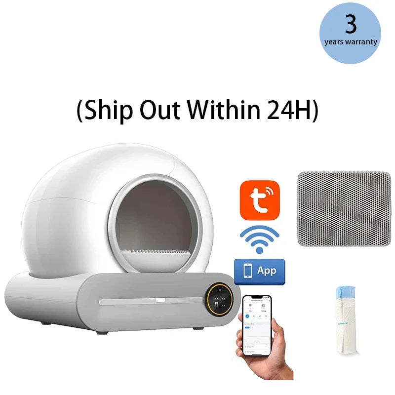 65L Automatic Smart Cat Litter Box Self Cleaning Fully Enclosed Large Cat Toilet Litter Tray