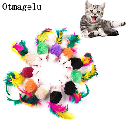 Feathered Fleece Mouse Cat Toys