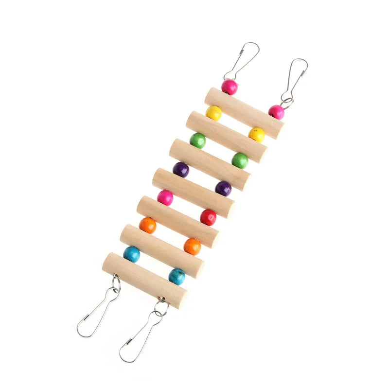 Birds Swing Wooden Bridge Ladder Climb Cockatiel Parakeet Parrot Pet Toy