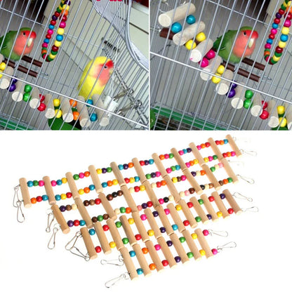 Birds Swing Wooden Bridge Ladder Climb Cockatiel Parakeet Parrot Pet Toy