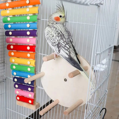 Natural Bird Perch Wheel Parakeet Toy