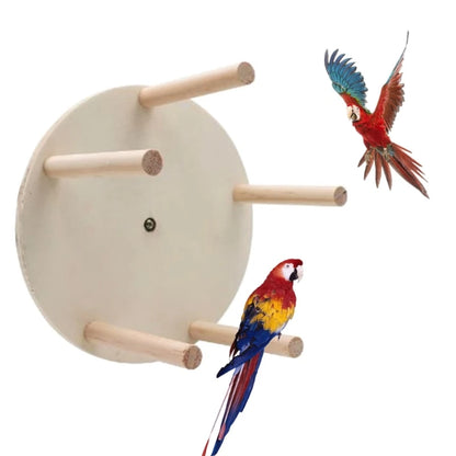 Natural Bird Perch Wheel Parakeet Toy