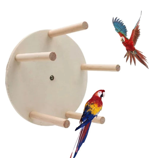 Natural Bird Perch Wheel Parakeet Toy