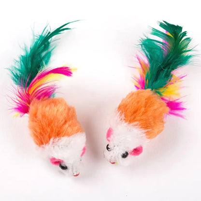 Feathered Fleece Mouse Cat Toys