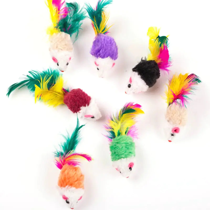 Feathered Fleece Mouse Cat Toys